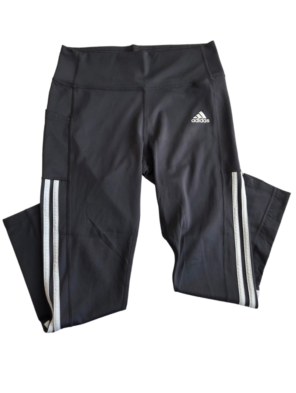 adidas Women's 3-Stripe Tight with Mesh Size L Gray - Picture 2 of 6